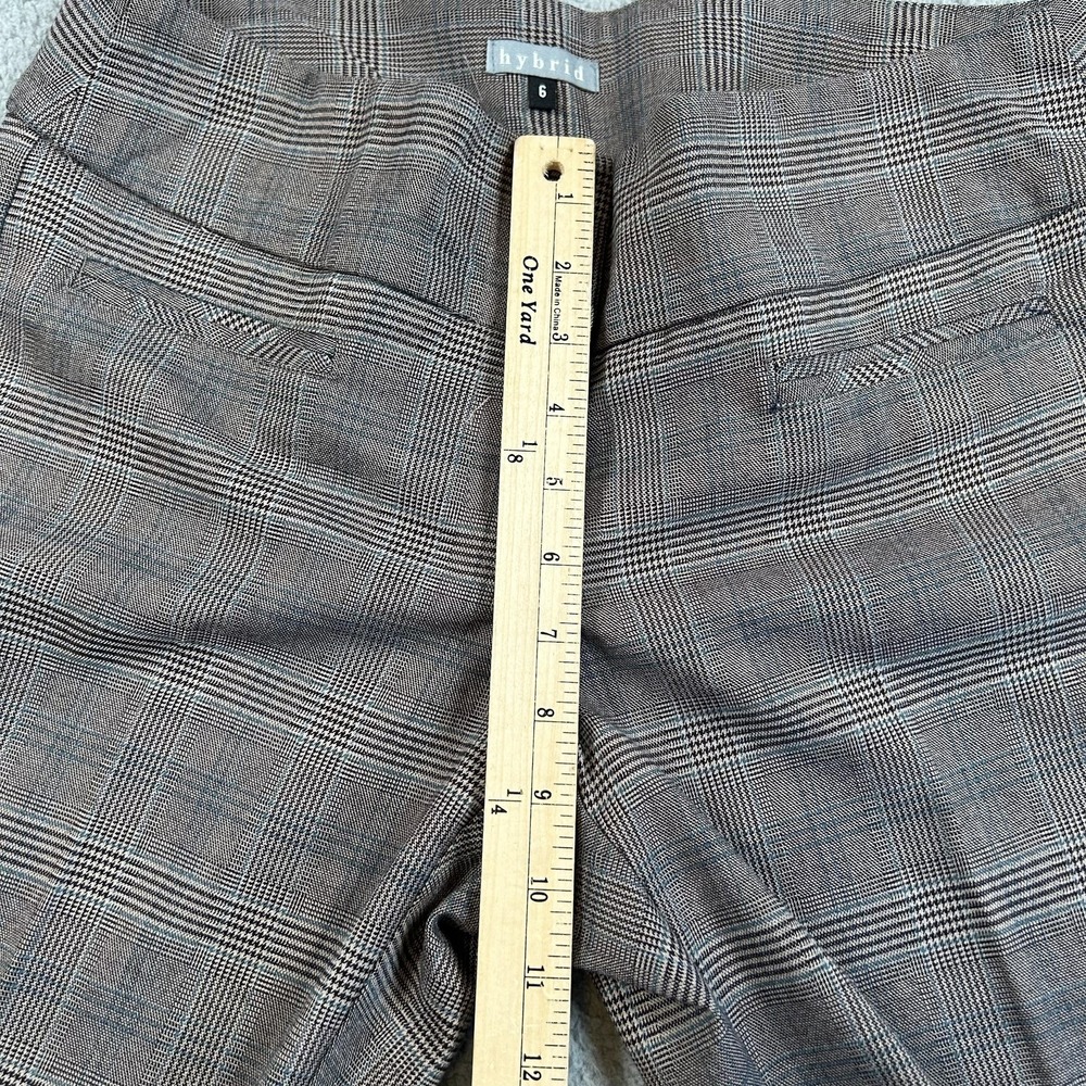 Hybrid Pants Womens 6 Brown Glen Plaid Side Zip Flare Trouser Career Dress Work - Picture 10 of 16